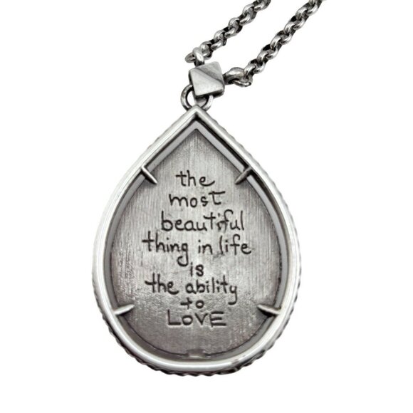 BRIGHTON CRYSTAL ROCKS BLUE DRUSY QUARTZ CRYST SLVR TEARDROP MESSAGE NECKLACE - Picture 5 of 7